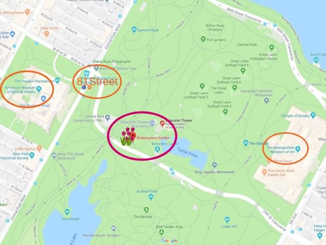 Central Park Map Shakespeare Garden 1