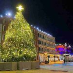 シーポートディストリクトのクリスマスツリー ニューヨーク ダウンタウン歴史地区のホリデーデコレーション