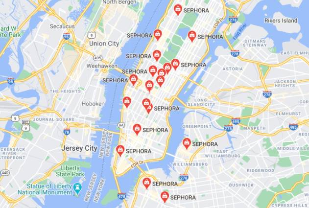 Sephora NY location map